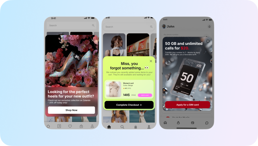 pop-ups in mobile apps